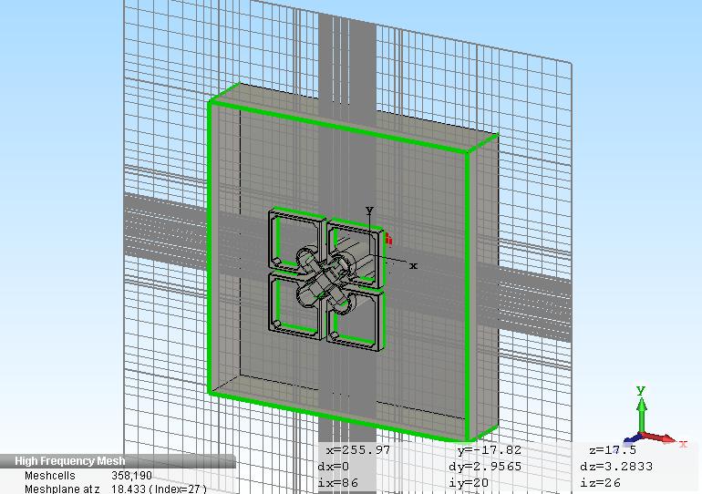 the coordinate system, boundary approximation, mesh type and CST Studio version As reference the structure was also
