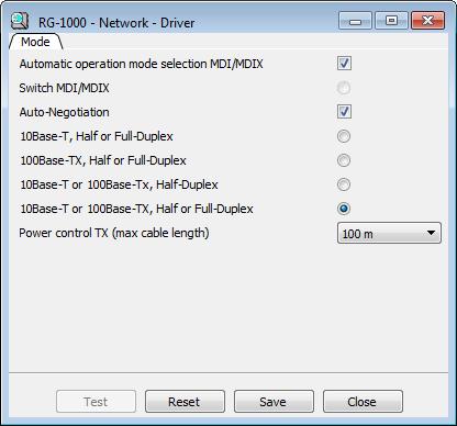 10 To open the Driver window, double-click Driver on the RG-1000 panel.