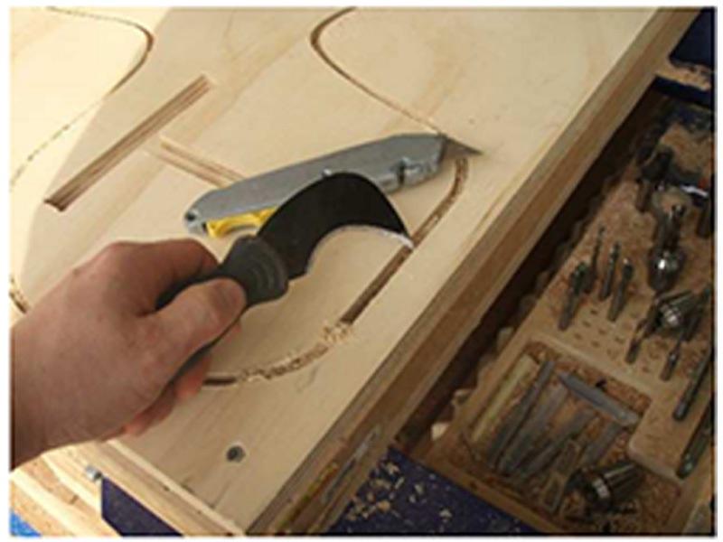 Included with the cut file is a hold down toolpath that shows where it is safe to put screws.