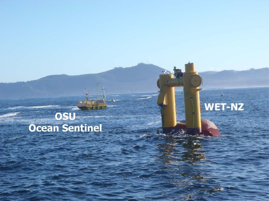 emanating from breaking waves, winds, rain, ship and small boat traffic, and marine mammals (Haxel et al., in review). The WET-NZ device was deployed at 44⁰41.702 N and 124⁰07.