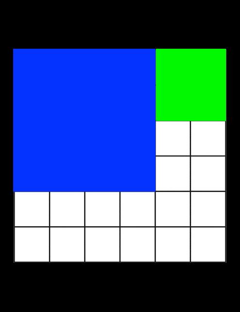 For the squares on opposite corners, like the ones shown in the diagram, there are 6 possible pairs of sizes of the squares, which I will denote as ordered pairs, the first number representing the