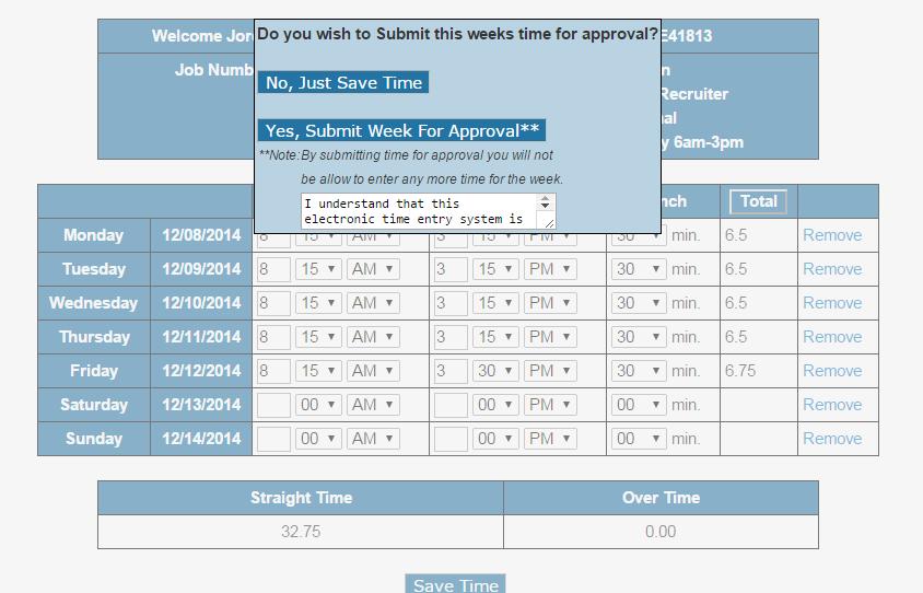 STEP 5: Total, Review, and Save Once you have entered all of your time that you wish to submit, click the total button which is located at the top of the time card to the right of lunch.