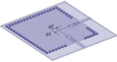 5mm p2=2mm S21(dB) -3-4 S21(dB) -3-4 -5 p1=mm p1=1mm -6 p1=1.5mm -7 p1=2mm 4 5 6 7 8 9 1 (a) -5-6 -7 4 5 6 7 8 9 (b) 1 Figure 6. Frequency responses of filter III with various p2 andp1 values.