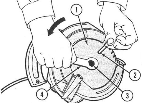 USING THE PORTABLE ELECTRIC CIRCULAR SAW - Continued Select the proper saw blade for the task and attach as follows: 1 Make sure power to saw is disconnected.