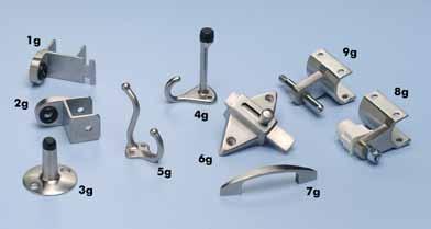 Stainless Steel Door Pack for Stainless Steel and Baked Enamel Compartments 1g Inswing Keeper 2g Outswing Keeper 3g 4g Inswing Door Hook 5g 6g Inswing and Outswing Slide Latch 7g Outswing