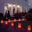 Everything you need in one complete Luminaria Kit 10 Plastic Luminarias: Durable Polypropylene plastic lanterns that easily fold-up to give the look of a traditional