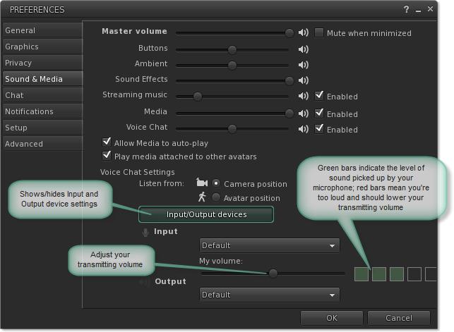 9. Set up for voice chat Tired of typing? To use the Voice features in Second Life, you'll need to set up your microphone or headset. Just follow these simple steps and you'll be talking in no time.