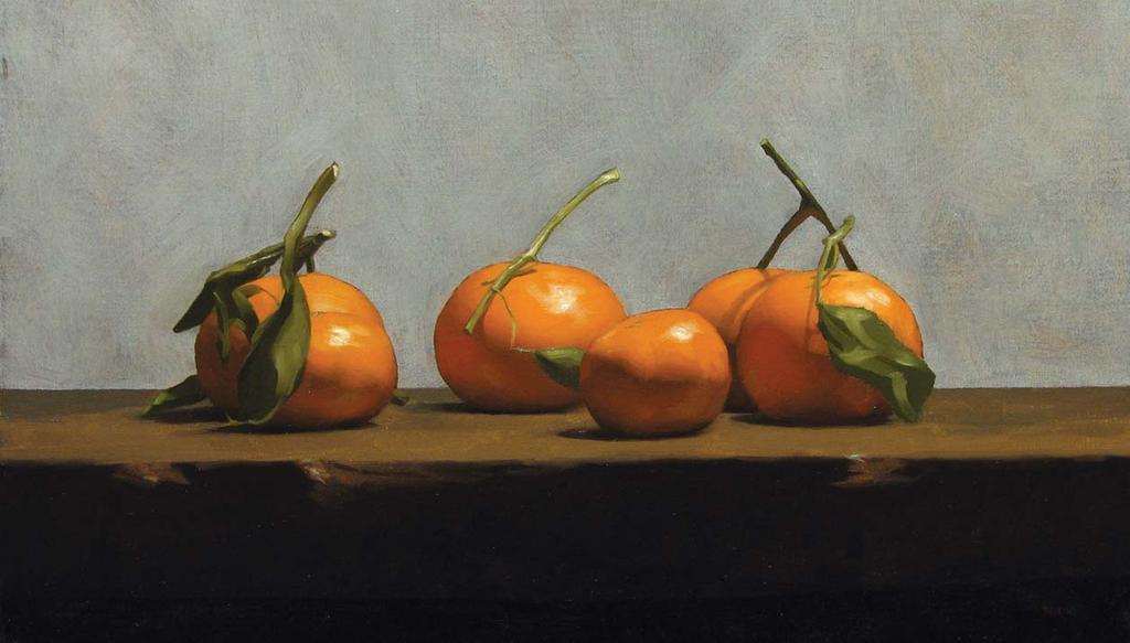 Mandarins, oil on linen, 9 x 15" The Gallery Says... Nicholas Hiltner is a young painter who comes out of the Jacob Collins school.