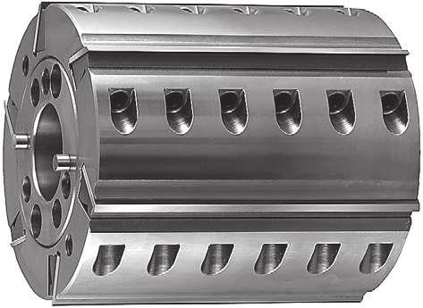 Planing cutterheads Hydro with Allen screw clamping system Application: For ultra-fine planing of solid wood at high feed rates l Four-sided moulding machines Design: High-speed steel (HS) l HS