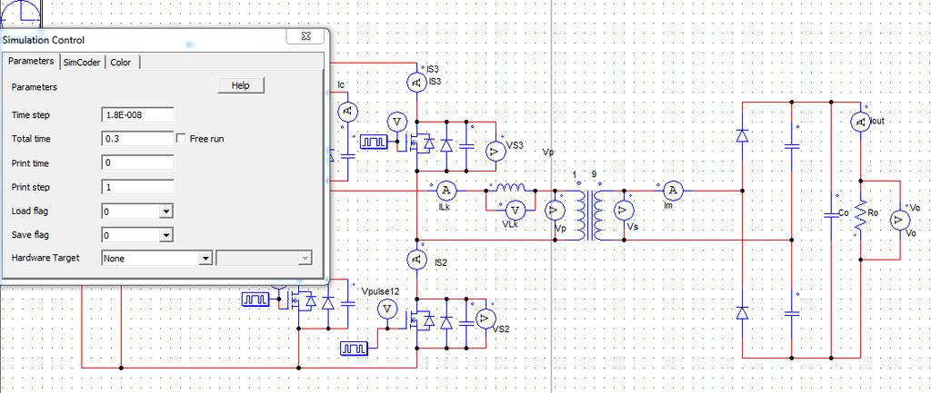 Figure 3.10 Simulation circuit of voltage fed DC-DC converter with voltage doubler Figure 3.