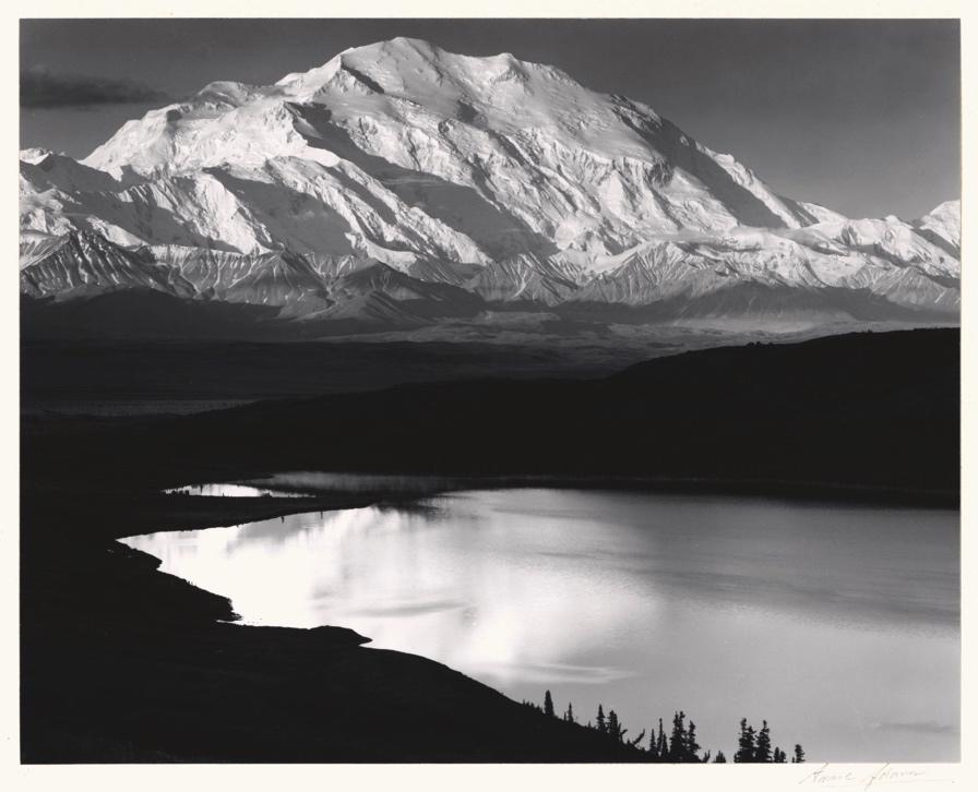 Mount McKinley and Wonder Lake, Denali National Park, Alaska (1947) 7-5/16 x 9-1/4 inches, mounted Signed in pencil on mount; with photographer s Portfolio I, 1948 ink stamp, numbered in ink, on