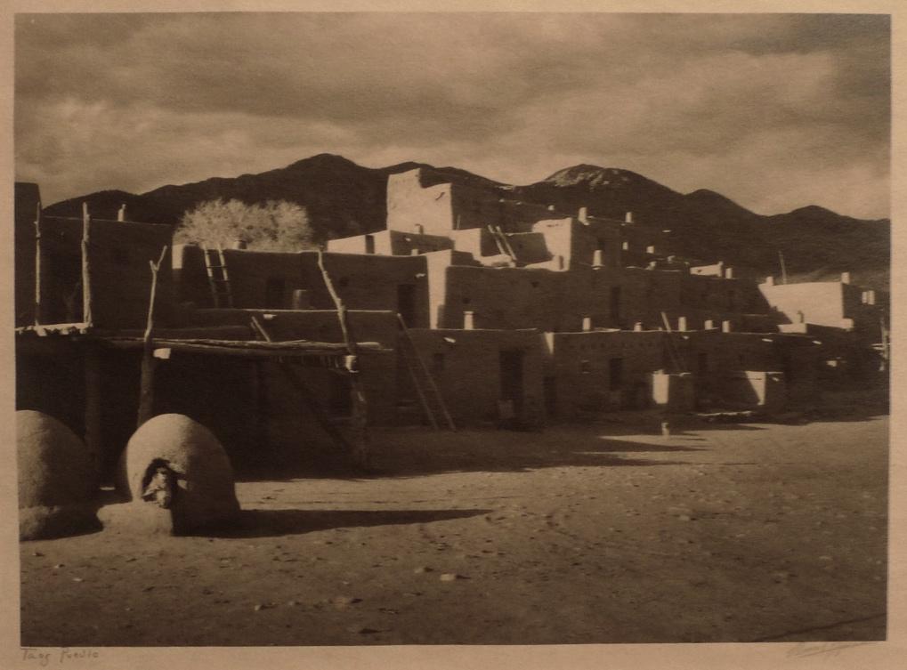 North House, Taos Pueblo (Hlauuma) and Taos Mountain, New Mexico (ca. 1929) 5-1/2 x 7-11/16 inches, on larger sheet Signed and titled in pencil in margin.