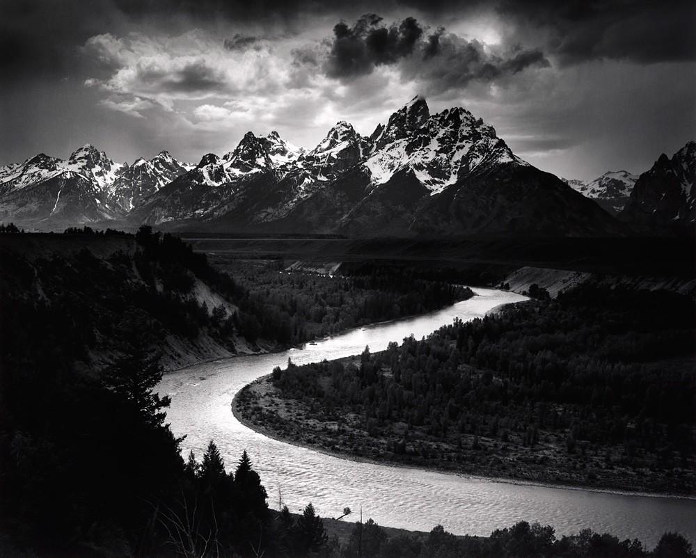 The Grand Tetons and the Snake River, Grand Teton National Park, Wyoming (1942) Gelatin silver print 15-5/8 x 19-3/8 inches, mounted Signed in pencil on mount; with photographer s Carmel, California