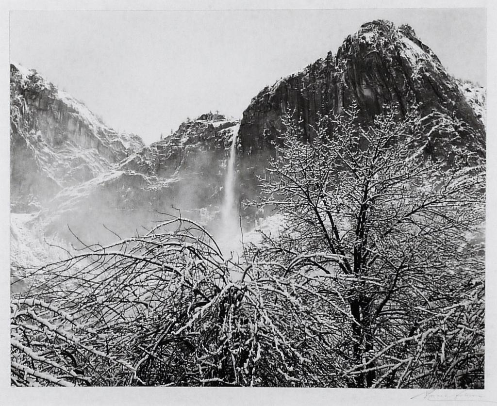 Yosemite Falls, Winter, Yosemite Valley, California (1943) 7-1/2 x 9-3/8 inches, mounted Signed in pencil on mount; signed, titled, and dated in ink, on mount verso.