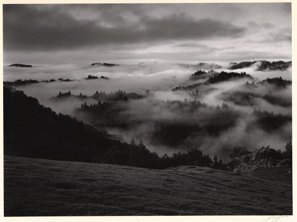 Clearing Storm, Sonoma County, California (1951) Early gelatin silver print 8-11/16 x 11-13/16 inches, mounted Signed in ink on mount; with photographer s earliest Carmel, California ink stamp,
