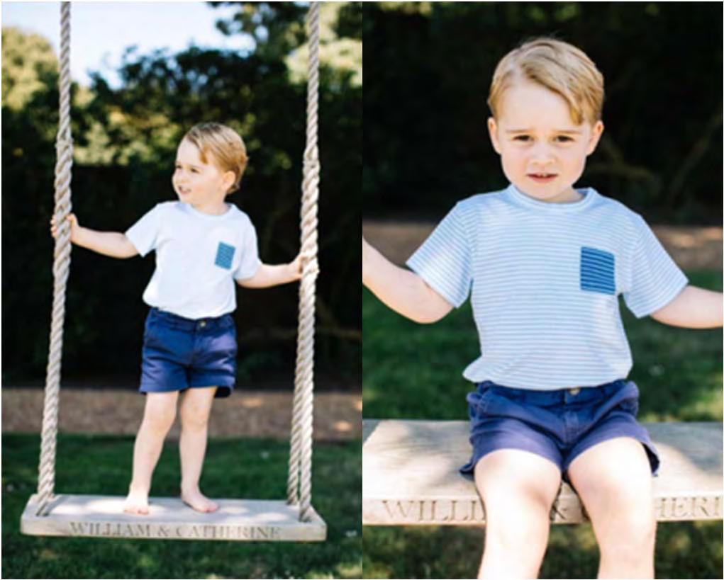 On his third birthday, a present from his Grandad, Prince Charles, was a wooden, oak plank swing. On it are carved the names of George s parents. According to the Daily Telegraph (http://www.