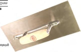 PLASTER TROWEL - NOTCHED SERRATED TROWEL - FINE - 25A Aluminium alloy mounting, as strong as steel but very light The