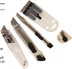 Snap-off blades are replaceable Includes slim-line window scraper with blade Modern clear PVC handles