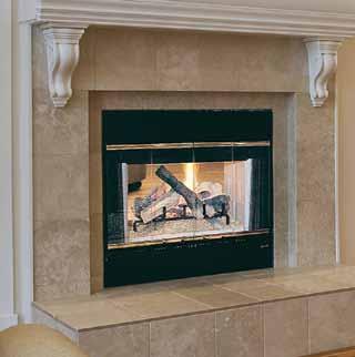 hst-42d/hst-48d see-through The authentic masonry look of the See-Through wood-burning fireplace creates a magnificent view from two sides.
