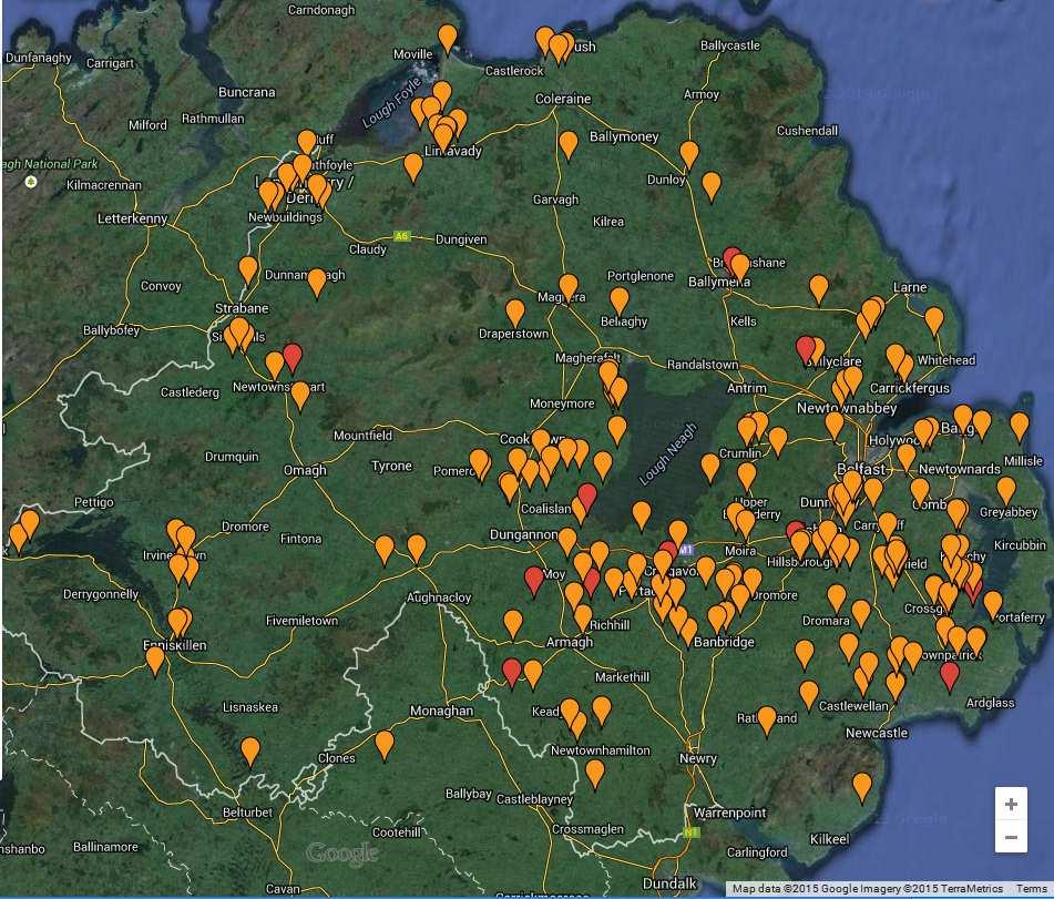 Figure 2 Barn owl sightings reported to Ulster Wildlife in 2014.
