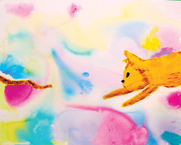 Rhythmic Patterns by Mini Monet Class of 2018 / 7 I have painted cats in colourful splatters using watery acrylic paint. I was inspired by the cute and lovely cats around me.