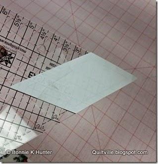 RIGHTIES: Tape the diamond in place on the backside of the Easy Angle Ruler, matching the angle. It will rest right up against the 2.