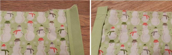 Fold the tape over the edge of the skirt, so that the middle crease is now the edge.