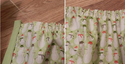 To gather the skirt, measure in 2 from both outside edges and make marks.