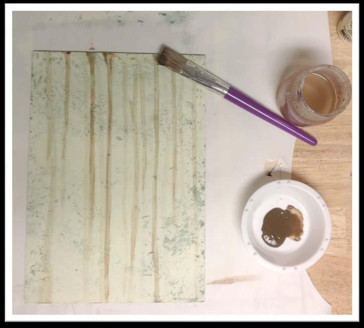 BACKGROUND TREATMENT 1. Apply 2 or 3 coats of FolkArt Buttercream acrylic to the surface of the Masonite panel using a sponge roller. Allow to dry. (Fig. 1) 2.