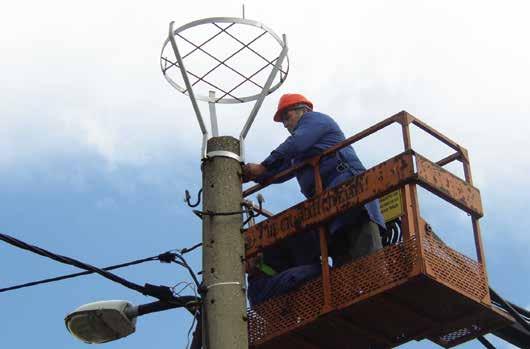 Installation of nest platforms on electric poles This method is of the utmost importance for the bird species using different electric poles for nesting White Stork, Osprey etc.