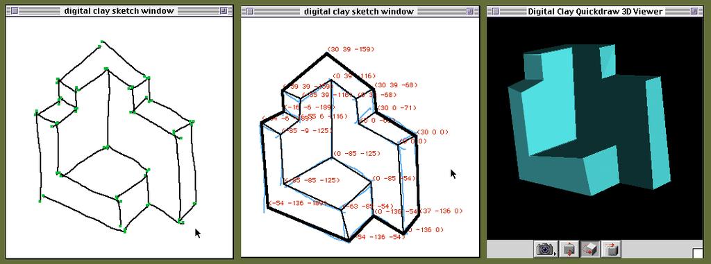 Figure 3. Digital Clay converts freehand sketches into 3D model (E.