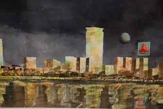 Maybe it is how the Harding Mudge Bush watercolors on the shelves, walls, tables, floor, and desk depict such beautiful cityscapes, landscapes, and seascapes of Boston, Ayer, and other places in the