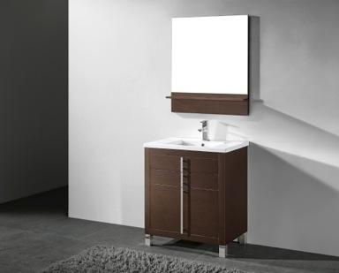 MODERN SERIES TURIN vanity, available in a TURIN-30-WAL-C smooth walnut veneer and white high gloss $1,743 enamel finish, 3 drawers finished in light