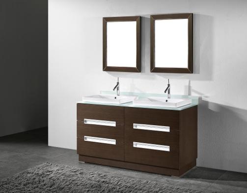 MODERN SERIES VERONA vanity, available in a smooth walnut veneer VERONA-30-WAL-C and white high gloss enamel finish, 3 $1,684 drawers finished in light grey interior.