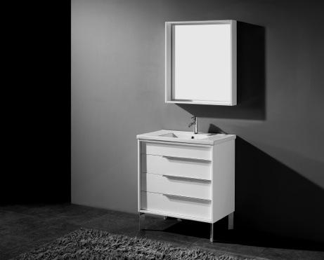 MODERN SERIES MILANO vanity, available in a smooth walnut veneer MILANO-24-WAL-C 24 and white high gloss