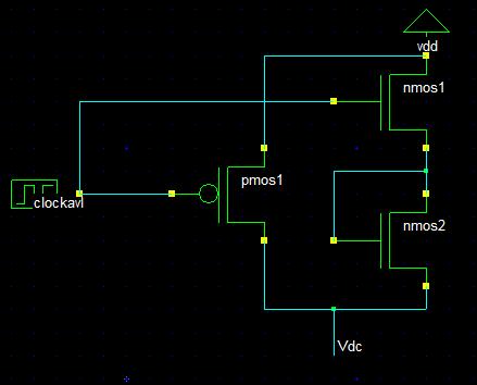 voltage appearing across the load circuit in active mode. Here m=2 is considered. A negative control signal (clk2) turns on pmos_3 & pmos_2 and turns off nmos_1.