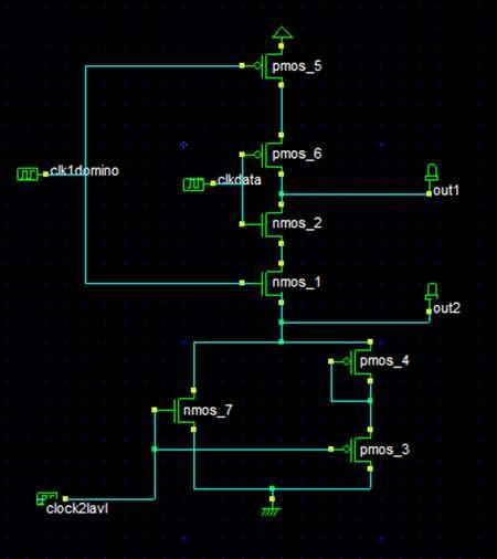 When clockavl turns on nmos1_5, nmos2_4 & turns off pmos1_3, Vdd is supplied to inverter through 2 nmos.