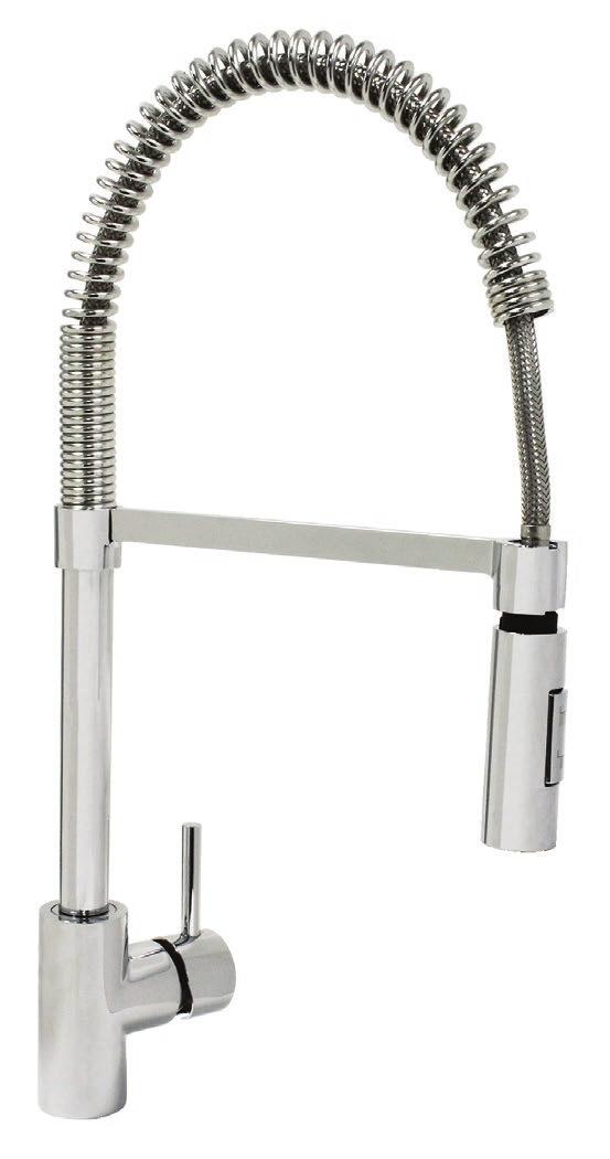 Savoia 510106 Contemporary Pull-Down, Single Handle Kitchen Faucet Features: Brass Construction 360 Degree Spout Rotation Dual