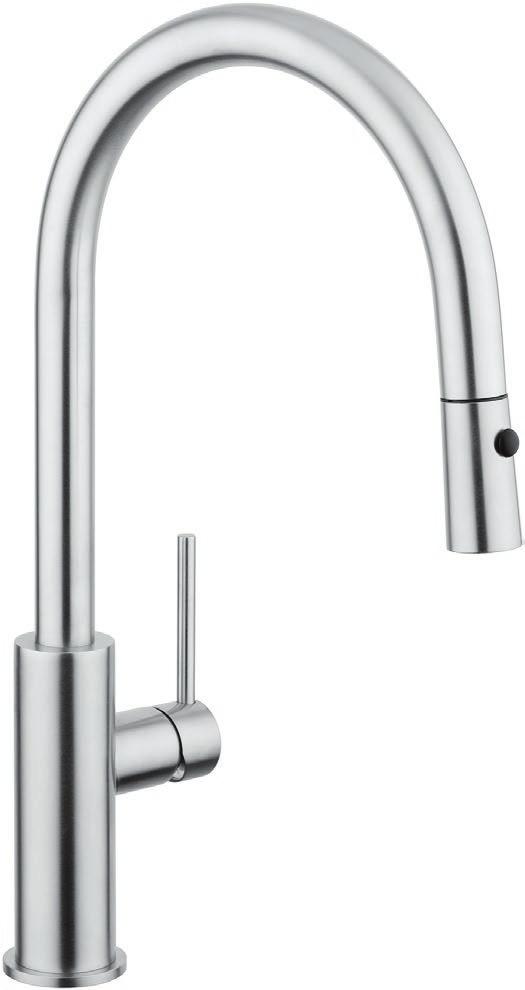 Lugano 522005 Contemporary Pull-Down, Single Handle Kitchen Faucet Features: All Stainless Steel Construction Ideal for Indoor and Outdoor Kitchens 140 Degree Spout Rotation Dual Function Pull-Down