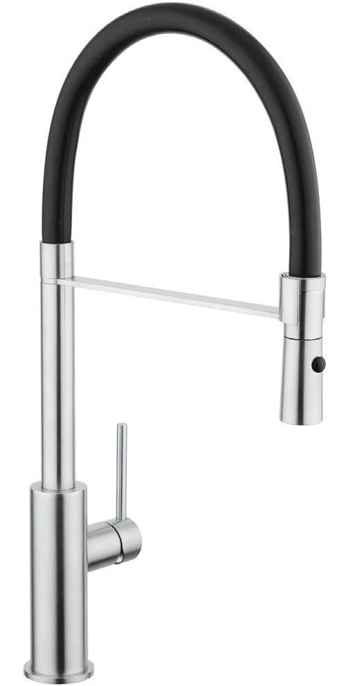 Michelangelo 522020 Contemporary Pull-Down, Single Handle Kitchen Faucet Features: All Stainless Steel Construction Ideal for Indoor and Outdoor Kitchens 140 Degree Spout Rotation Dual Function