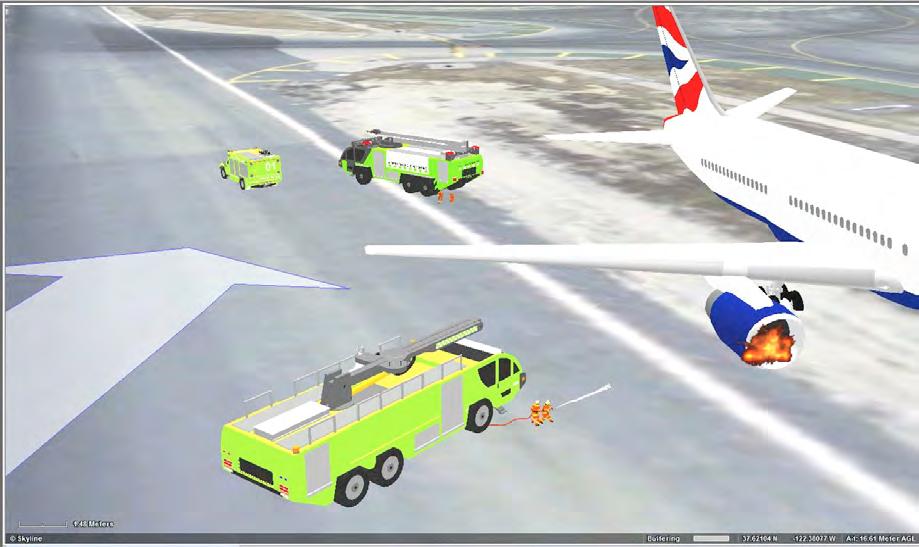7. 3D Visualization of Real-Time Aircraft and Ground Vehicle Movements Skyline s software supports integration of real-time vehicle position GPS tracking feeds and vehicle transponder identification