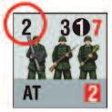 This is noted on the Enemy counters with an i in their Attack range circle. Friendly Units note this with the Indirect Fire notation on their cards.