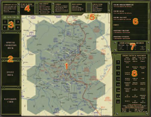 Pre-Combat Event Card Place Turn Counter Place Terrain Tiles Place Friendly Units Unit Advancement Place Enemy Units Unit Advancement Combat Fast Move and Attack Roll for Enemy Move Enemy Actions