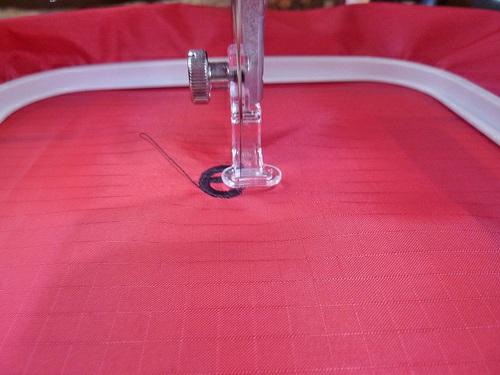 Trim the finished fabric to 8¾" high x 6" wide, positioning the embroidery so it is centered side to side within the 6" width.