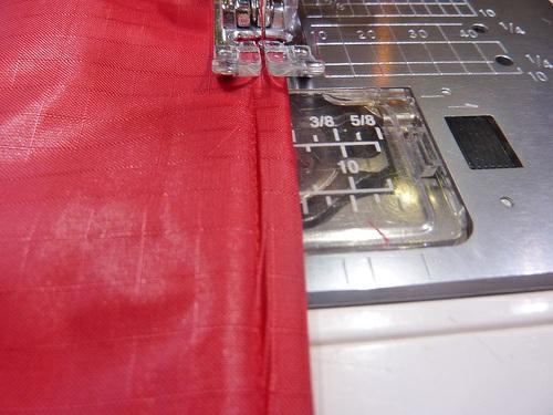 5. Stitch the remaining side and the bottom of the pouch, using a ½" seam allowance.