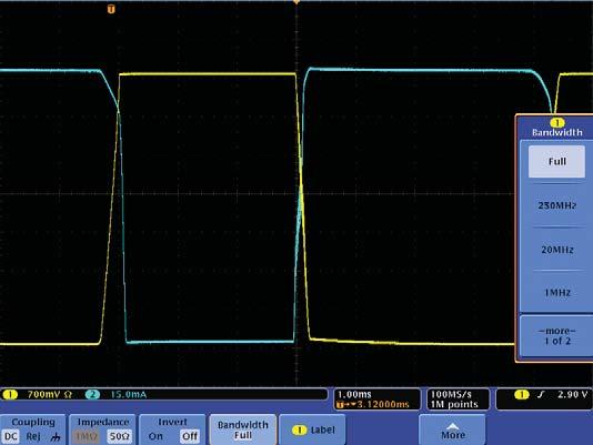 Figure 10. Bandwidth Limiting Filters Available on an MSO/DPO4000 Series Oscilloscope with a TDP1000 Attached. Degauss A current probe should also include an easy to use degaussing feature.