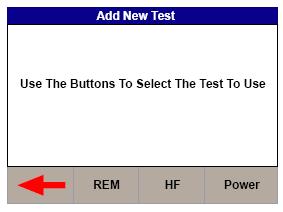 The test sequence can now be built by opening the sequence using F3 (EDIT); Press F2 (ADD) to insert, F3 (EDIT) to edit or F4 (DELETE) to delete an individual test. Use the rotary encoder to navigate.