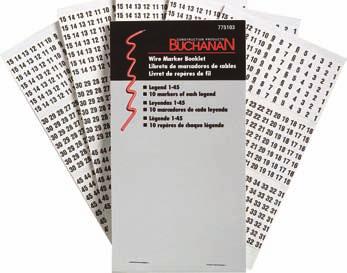 Wire Termination Wire Marker Booklets Self-sticking on wire and cable Perforated 1/4 x 1-1/2 markers For applications above or below ground Resists abrasion, moisture, dirt and oil Non-smear black