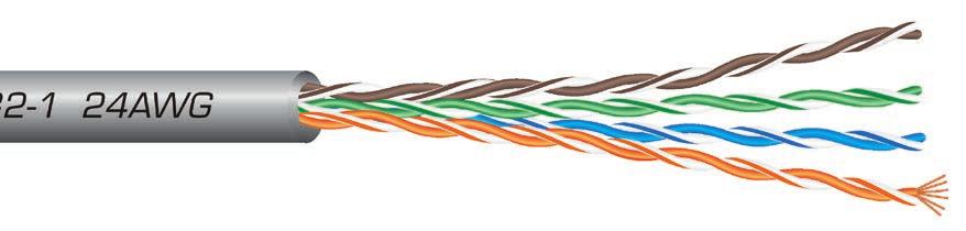 CAT 5E SOLID UNSHIELDED TWISTED PAIR (UTP) CABLE Cable Construction 24 American wire guage (AWG) (1/0.