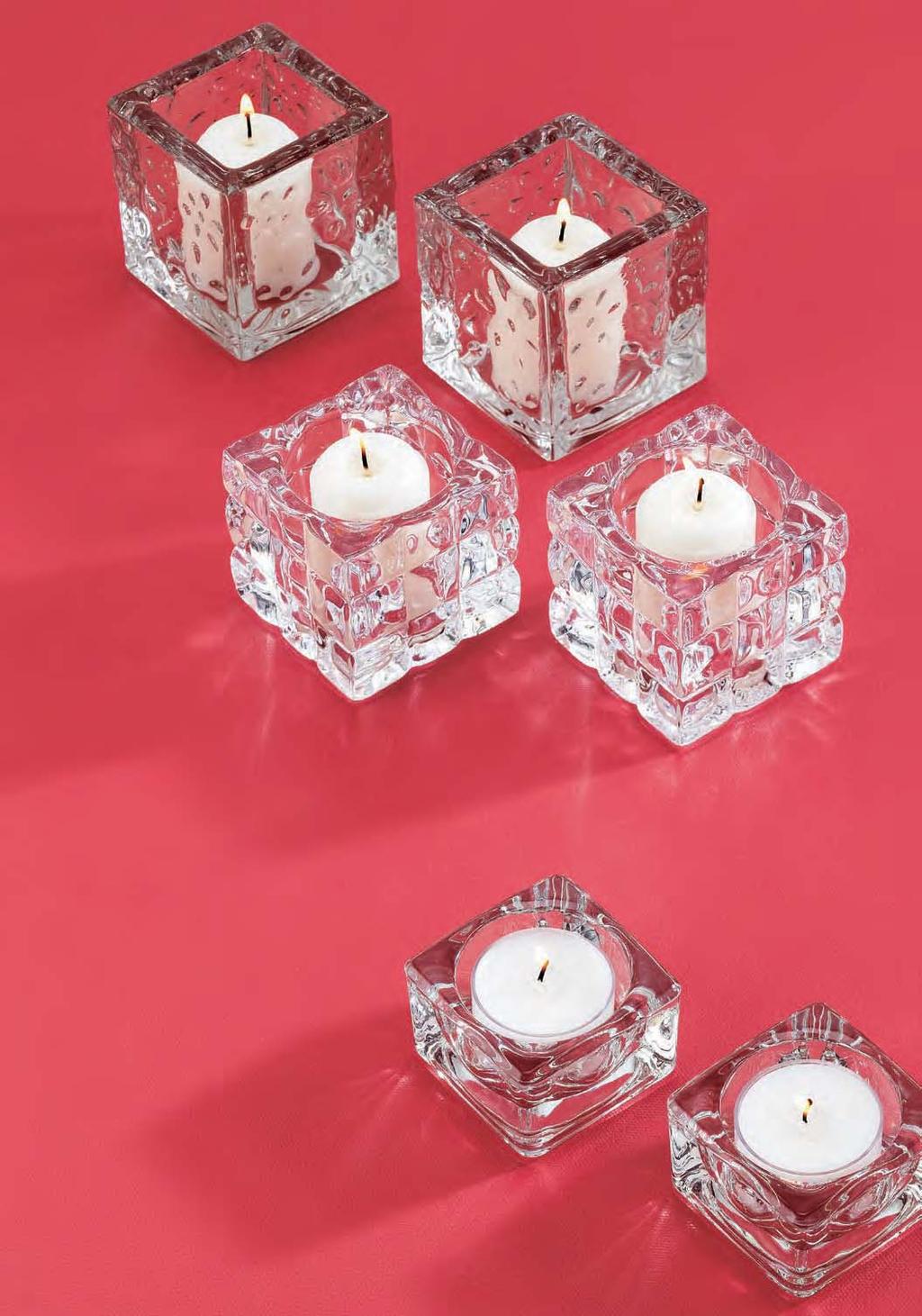 BLOOMING CRYSTAL CUBES (SET OF 2) Glass. 82962 $15.48 2 1/2 L X 2 1/2 W X 2 3/4 H Fits votives and tealights. SQUARED CRYSTAL VOTIVE (SET OF 2) Glass. 82979 $14.